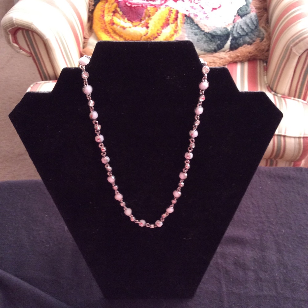 Vintage Molded Silver and Rhinestone Necklace